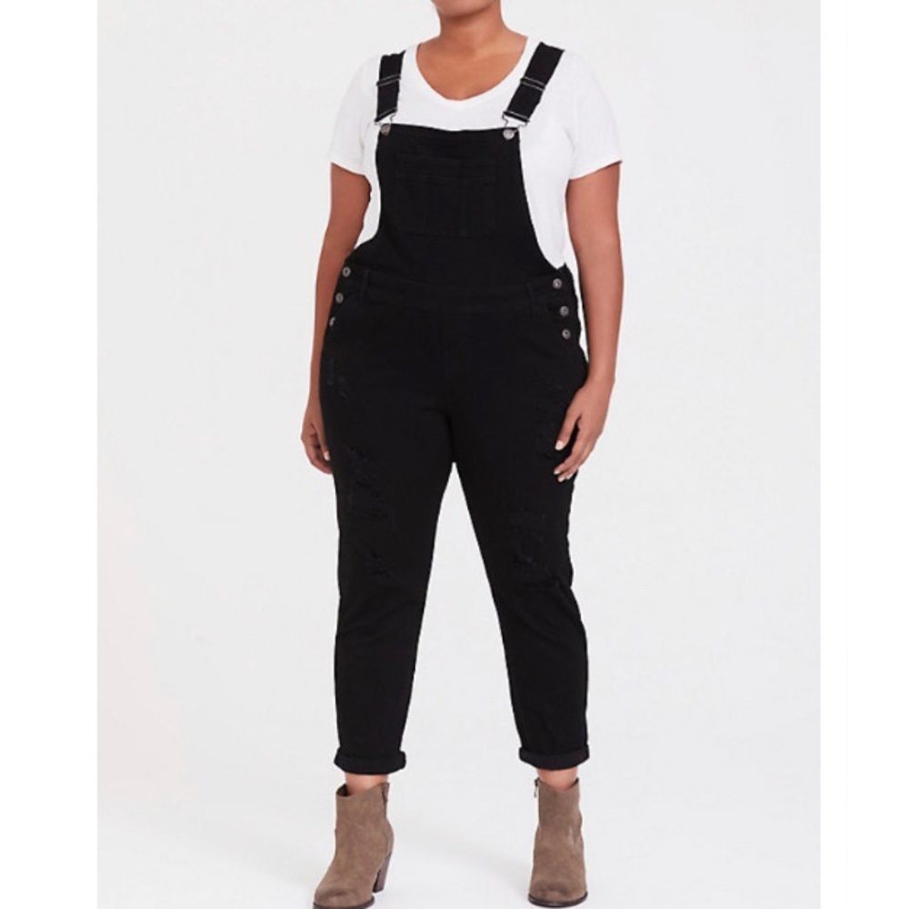 Torrid Premium Stretch Black Crop Overalls Size 18